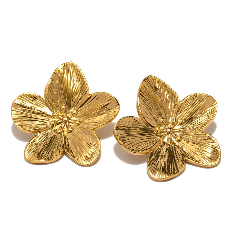 Rianne – Pendientes Flor Dorada Desplegada