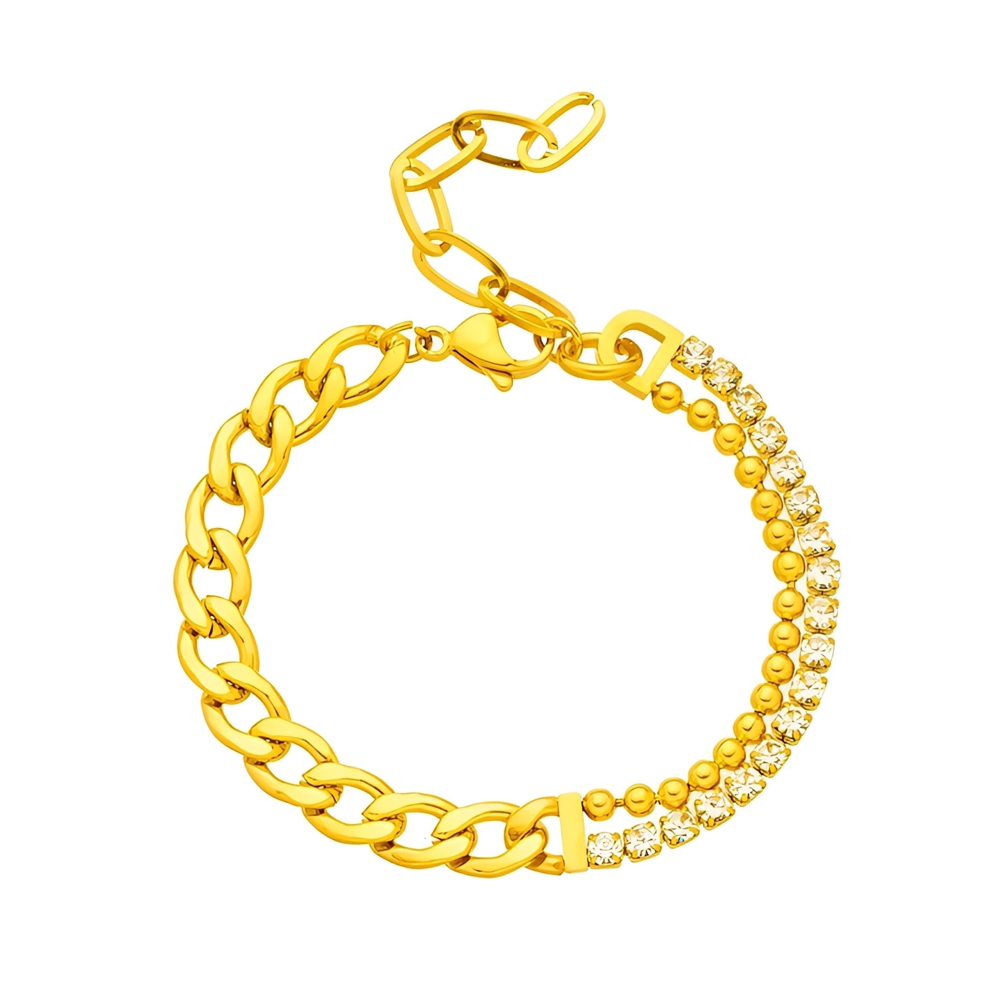 Roxana – Pulsera Doble Cadena Asimétrica Elegante