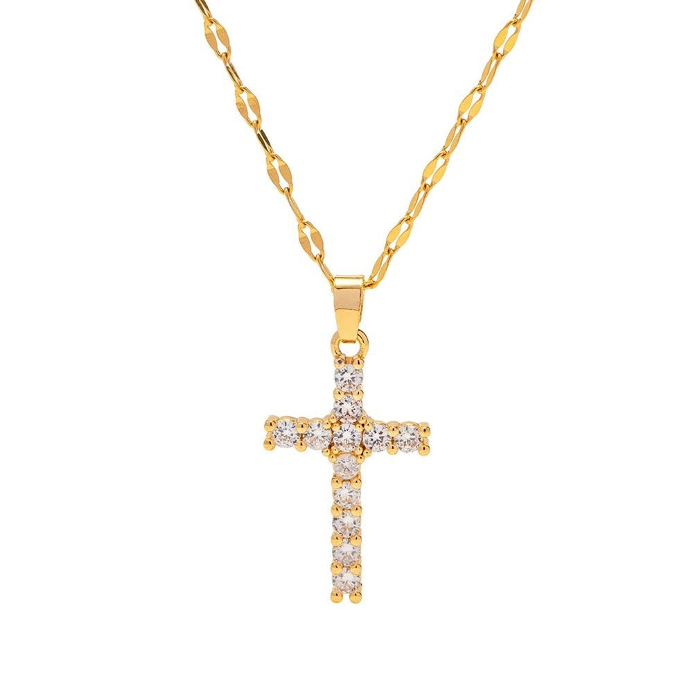 Noah – Collar Cruz de Zirconia Dorado