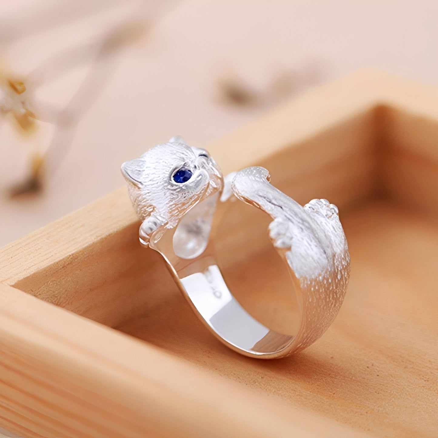 Louna – Anillo Gatito Ajustable Plata 925