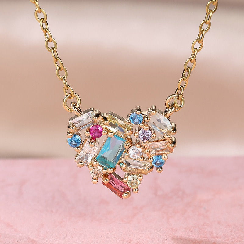 Ariel – Collar Corazón en Cristal Multicolor