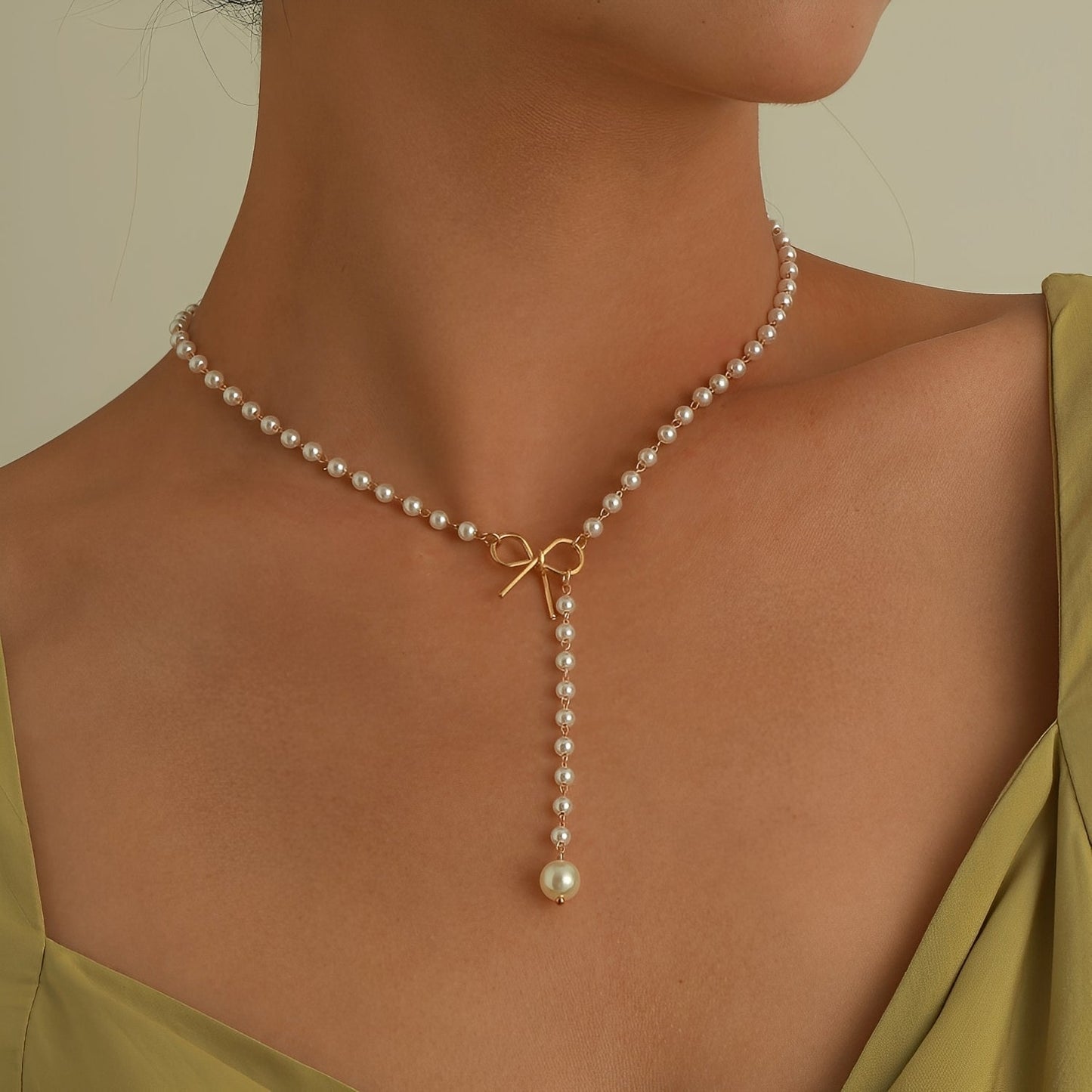 Antoneth – Collar Colgante Lazo con Perla