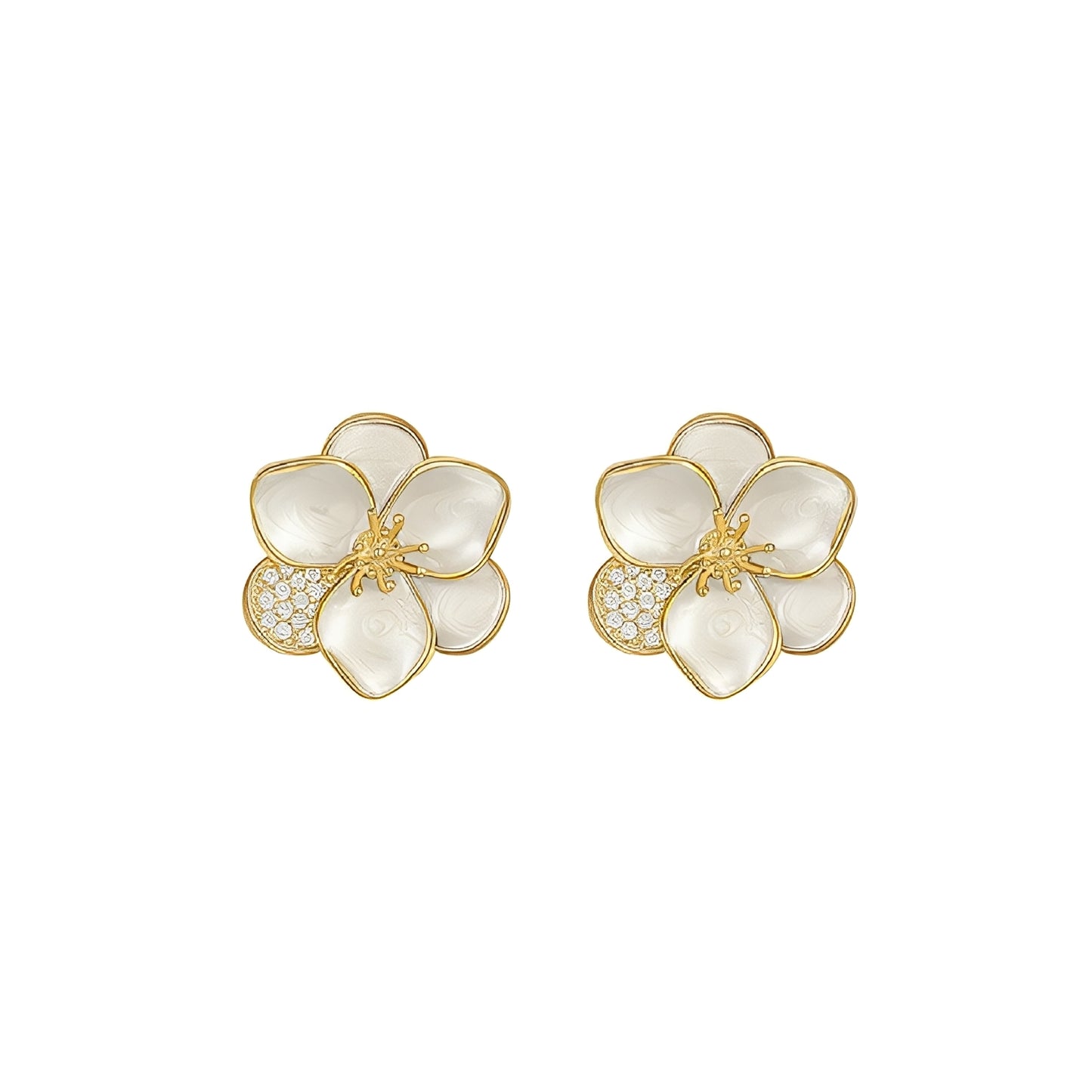 Dolly – Pendientes Dorados Flor con Piedra