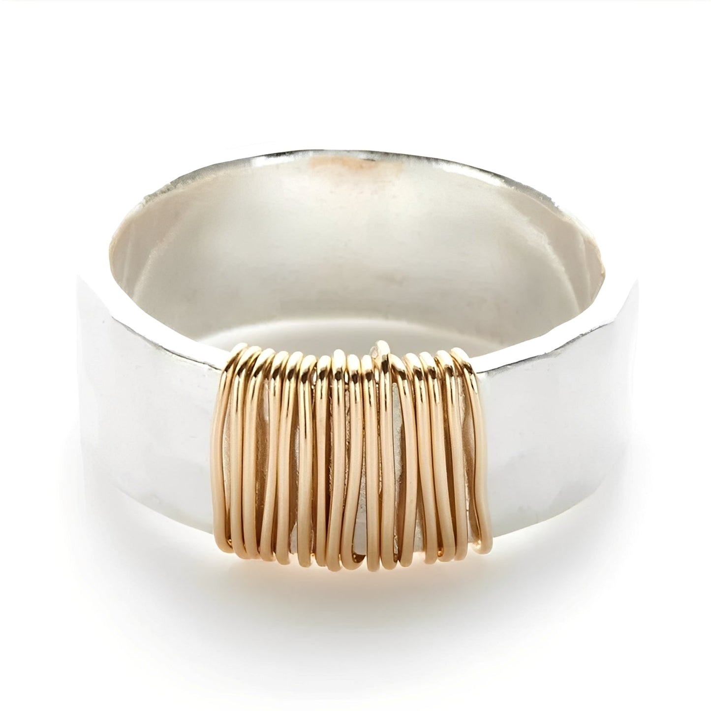 Cecile – Anillo de Plata Elegante con Hilos Dorados