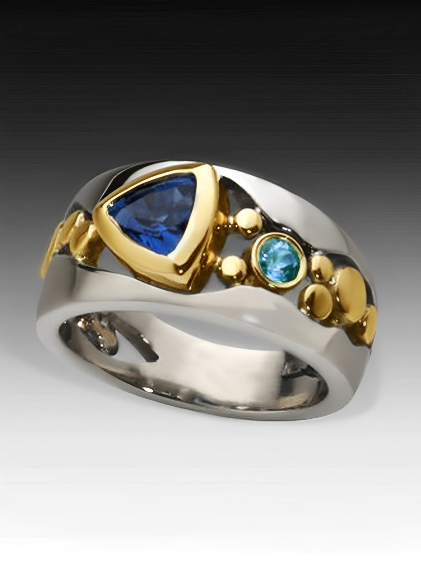 Ricca – Anillo Vintage con Cristal Azul Brillante