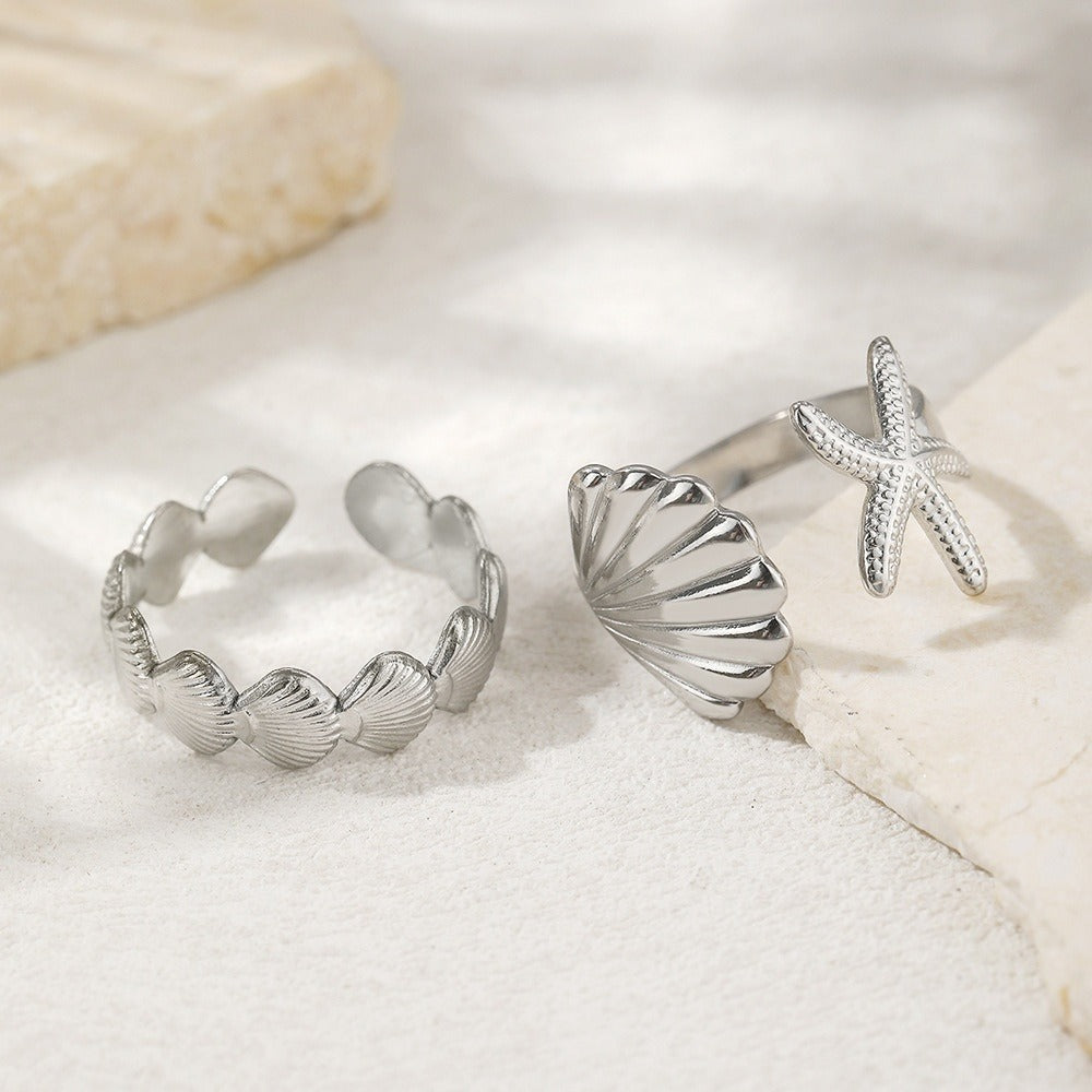 Marina – Anillo Abierto Concha y Estrella de Mar