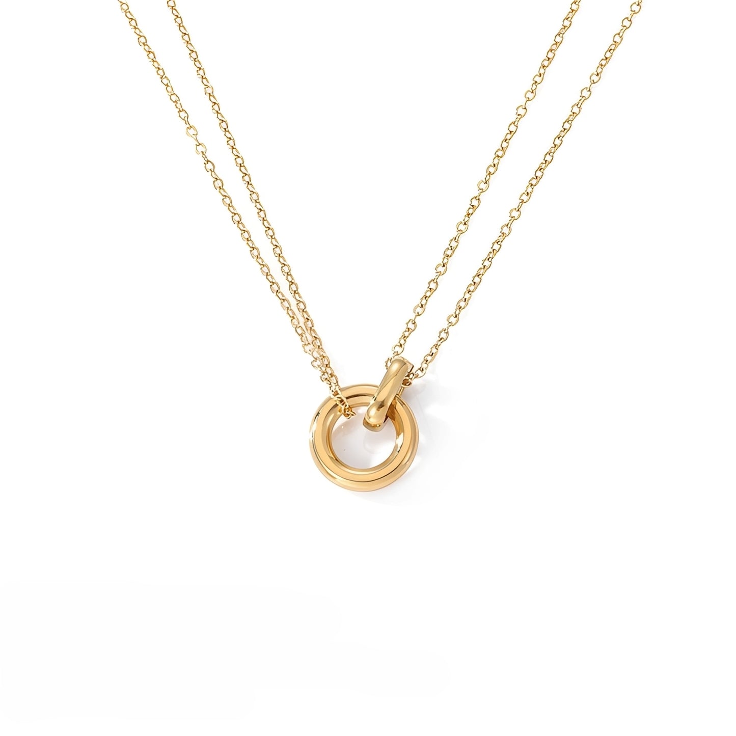Bree – Collar Dorado con Colgante Redondo Geométrico