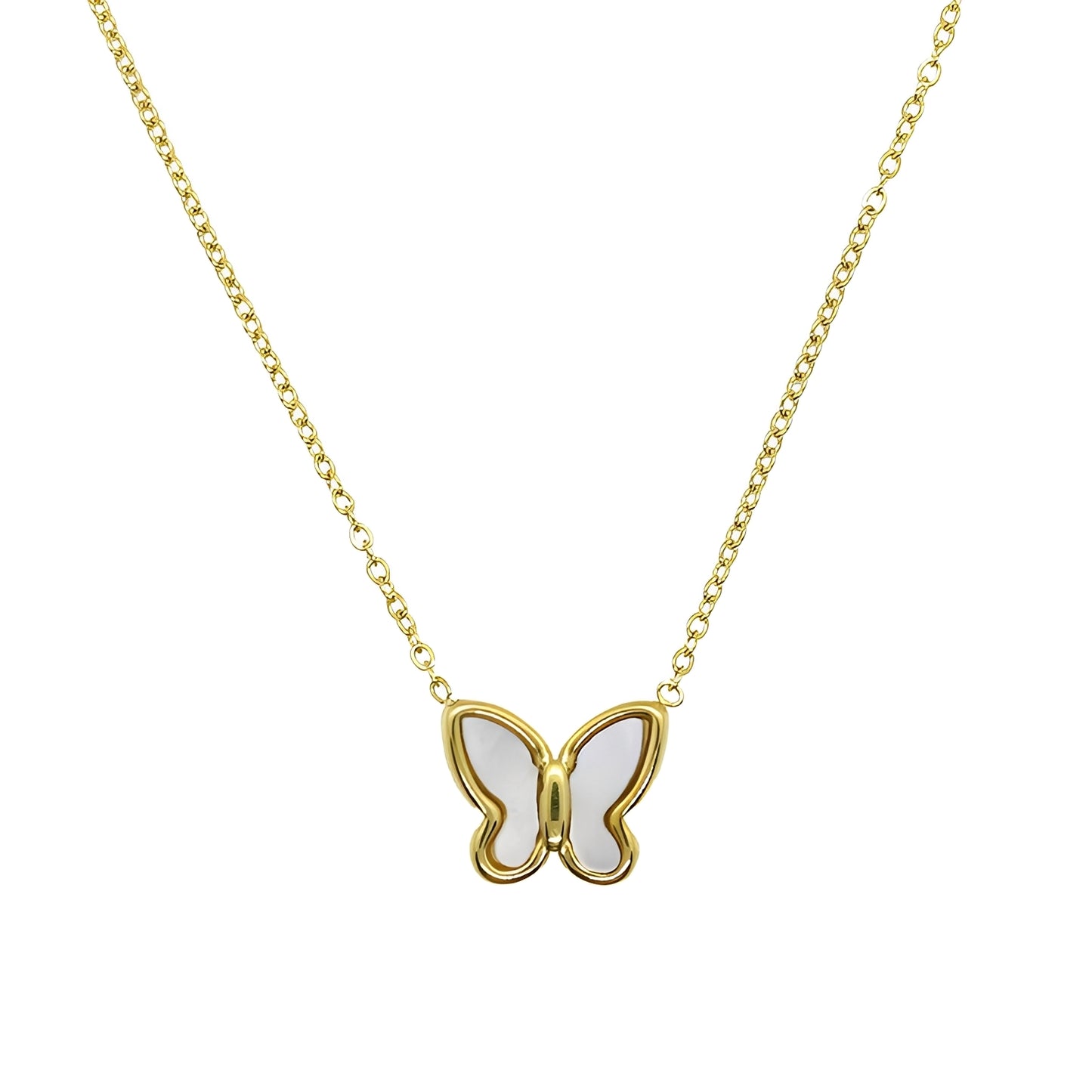 Molly – Collar Dorado Mariposa con Concha Elegante