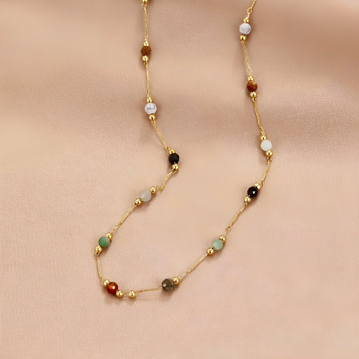 Malou – Collar Eslabones Coloridos con Perlas