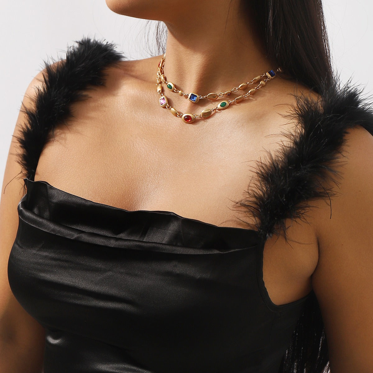 Aileen – Collar Doble Fila de Perlas Coloridas