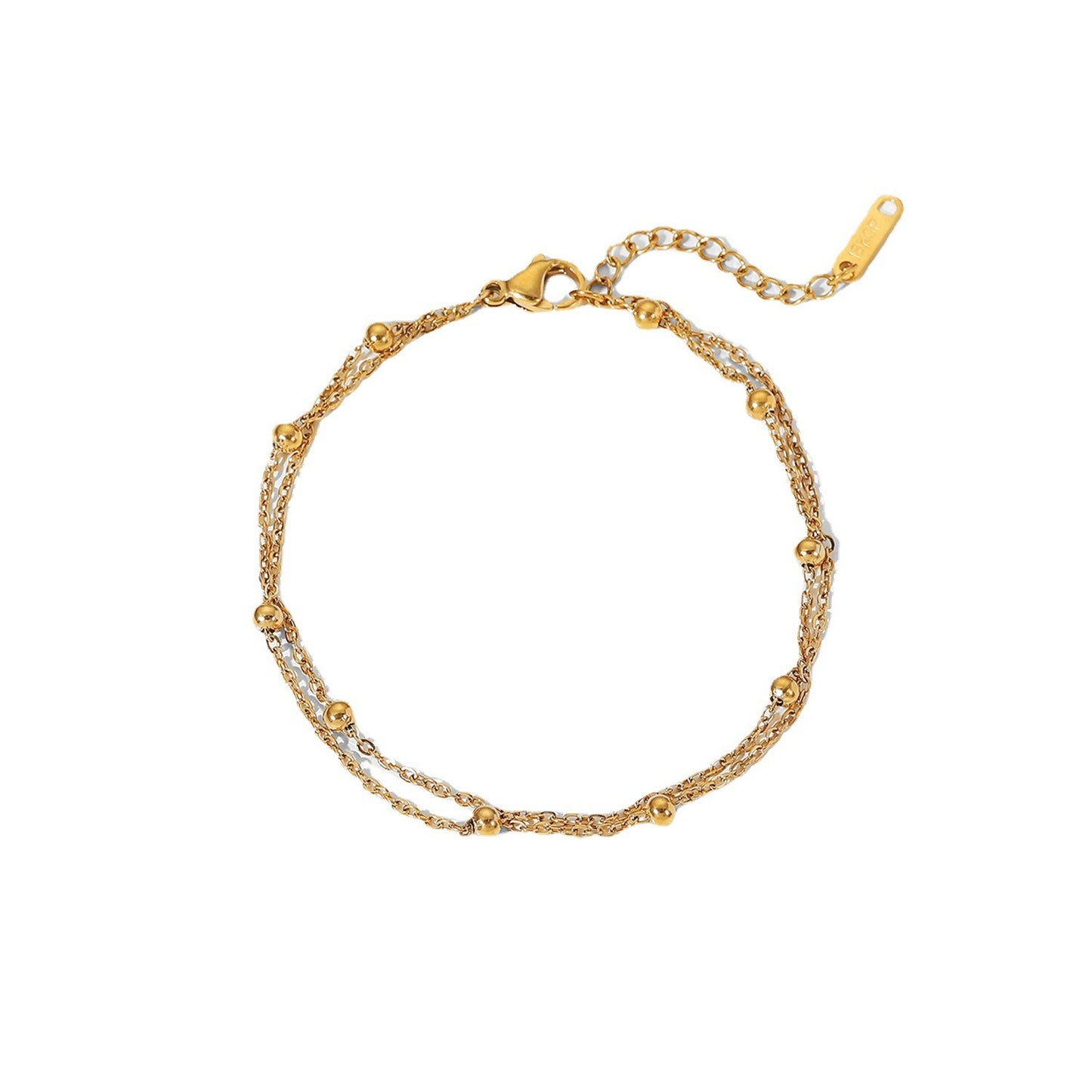 Erica – Pulsera Dorada Doble Cadena con Cuentas