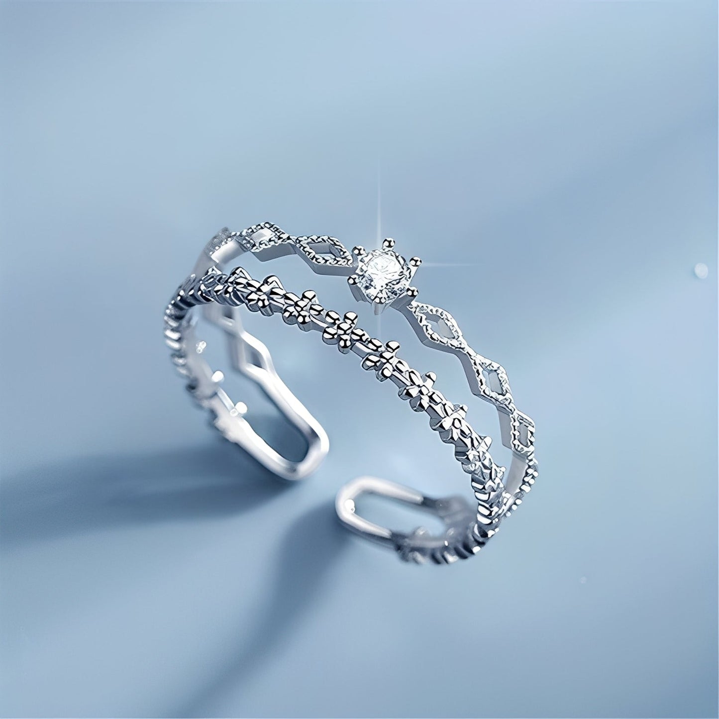 Aileen – Bague Plata Regulable & Zirconio