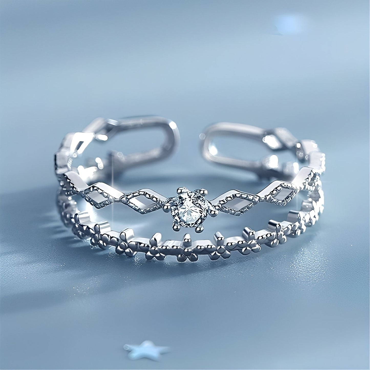 Aileen – Bague Plata Regulable & Zirconio