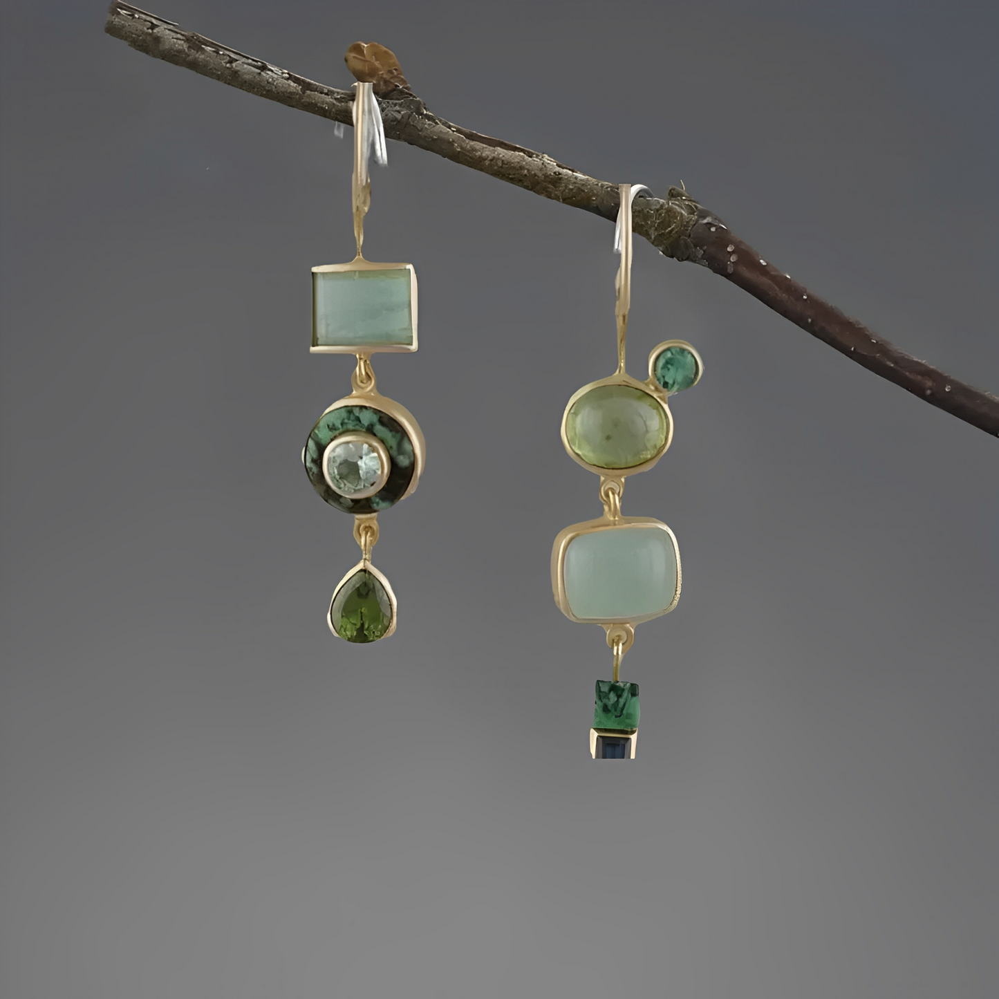 Nerida – Pendientes Vintage Colgantes Verdes
