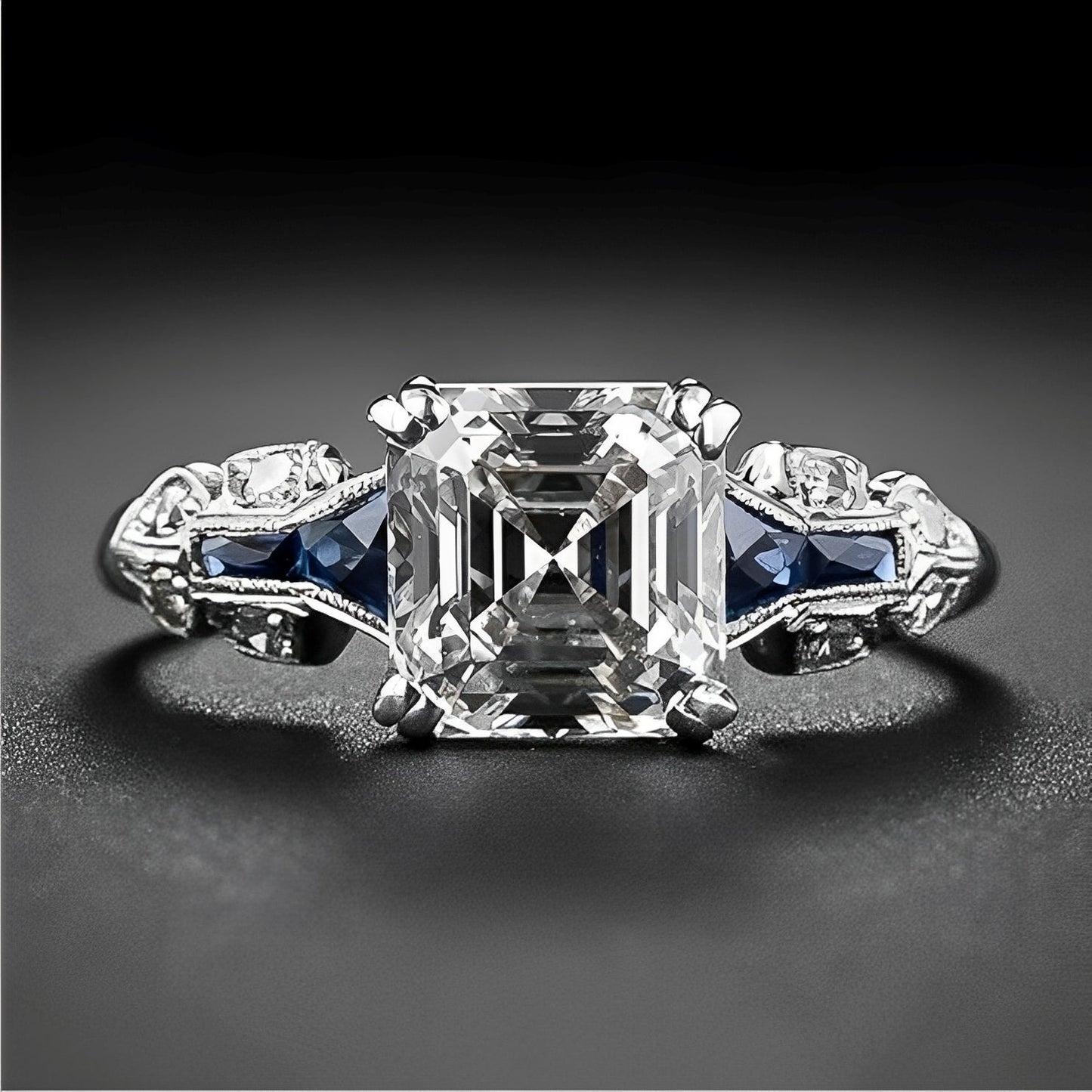 Perrine – Anillo Vintage Azul Brillante en Plata