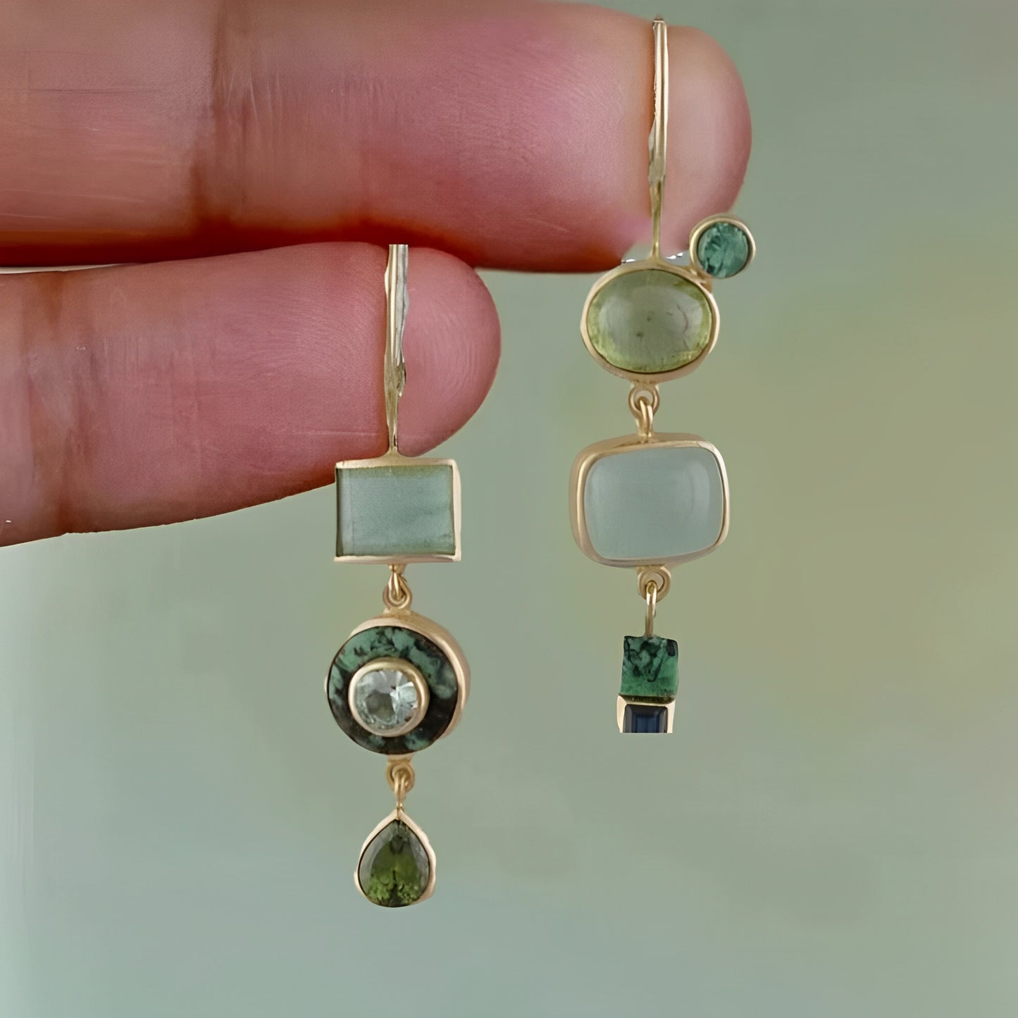 Nerida – Pendientes Vintage Colgantes Verdes