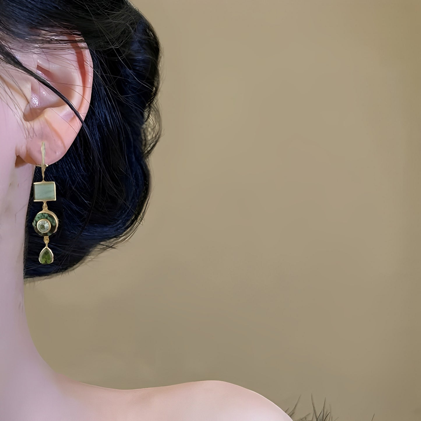 Nerida – Pendientes Vintage Colgantes Verdes