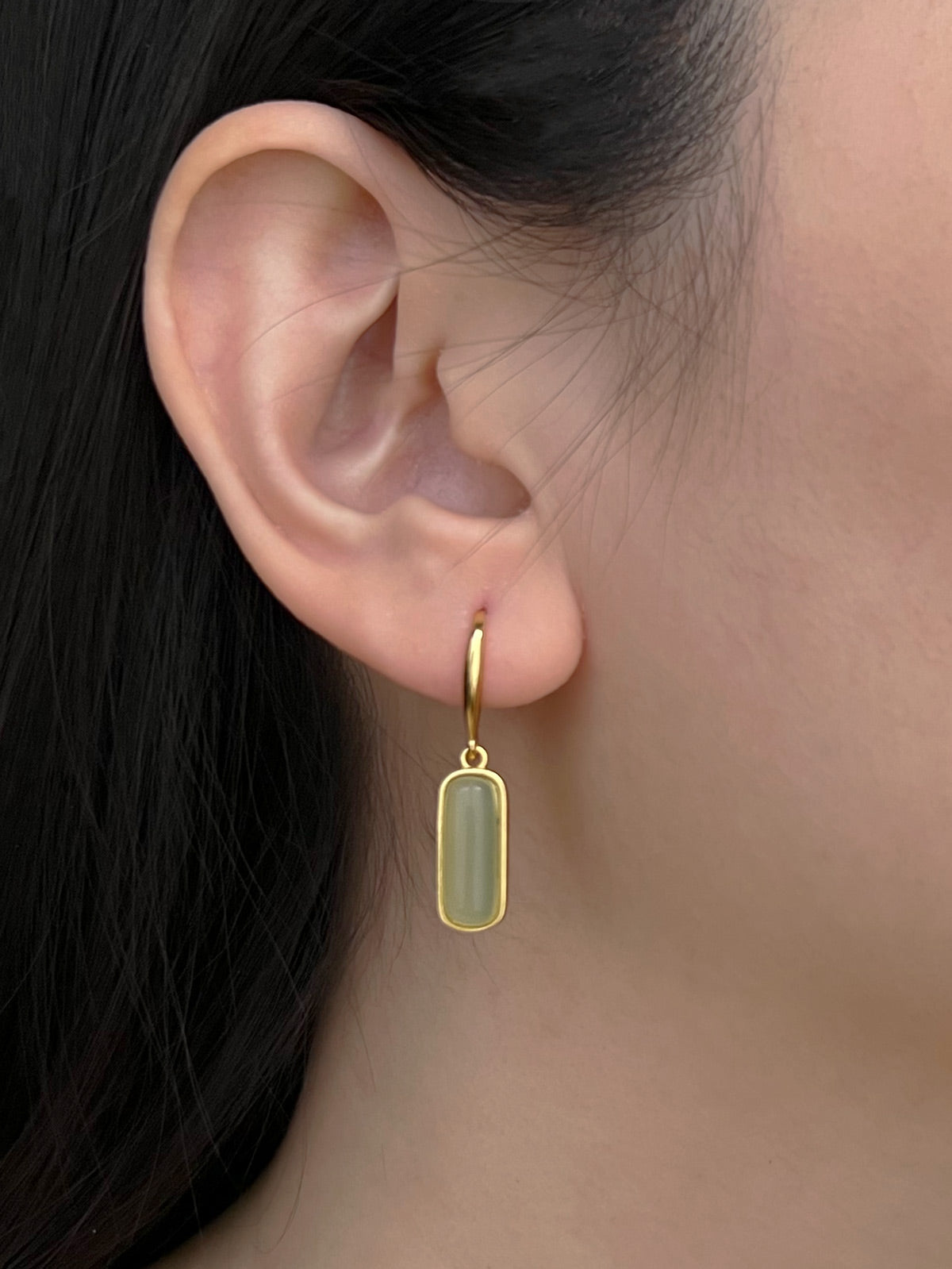 Fiona - Pendientes con colgante de jade