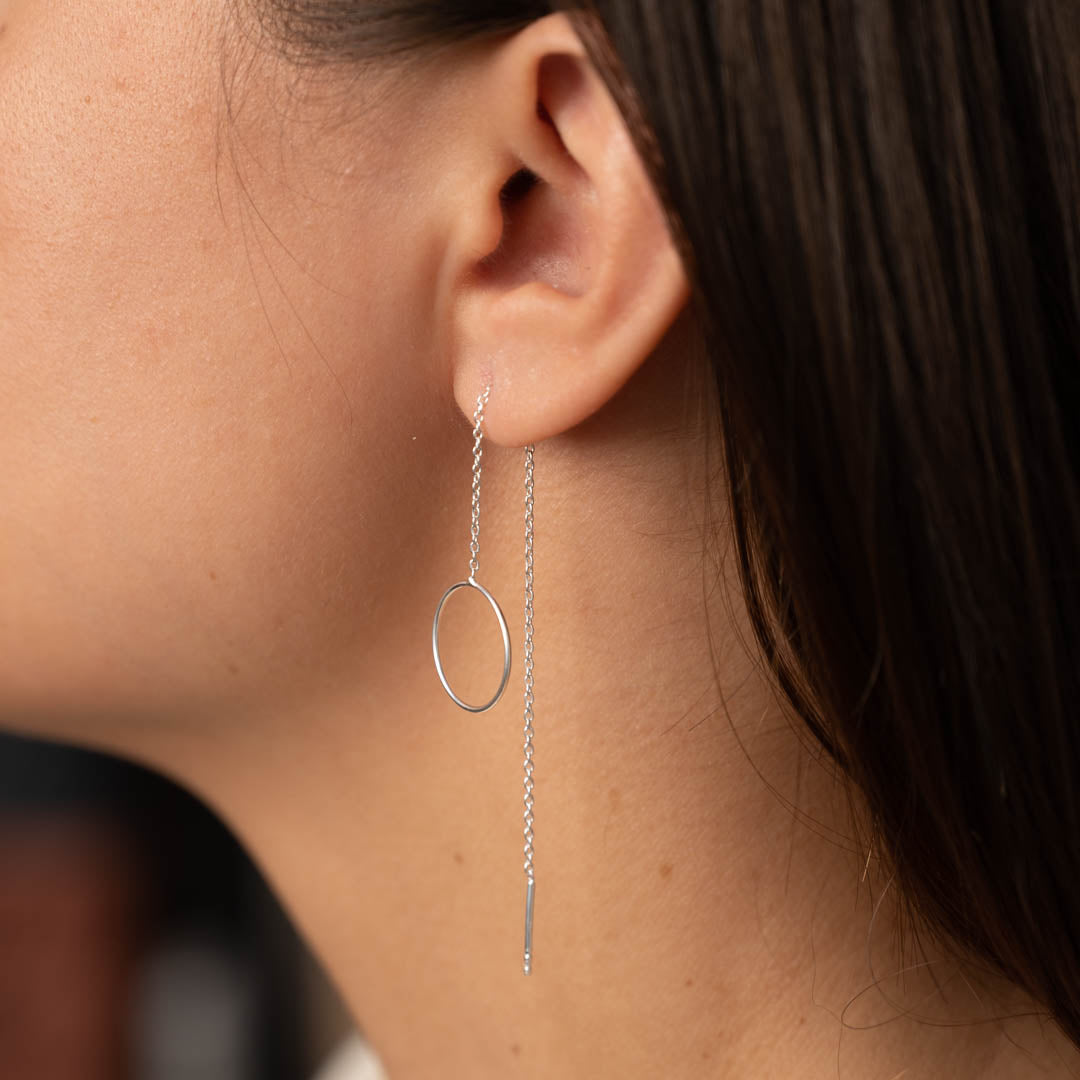 Pendientes de círculo de hilo - Pendientes largos y colgantes