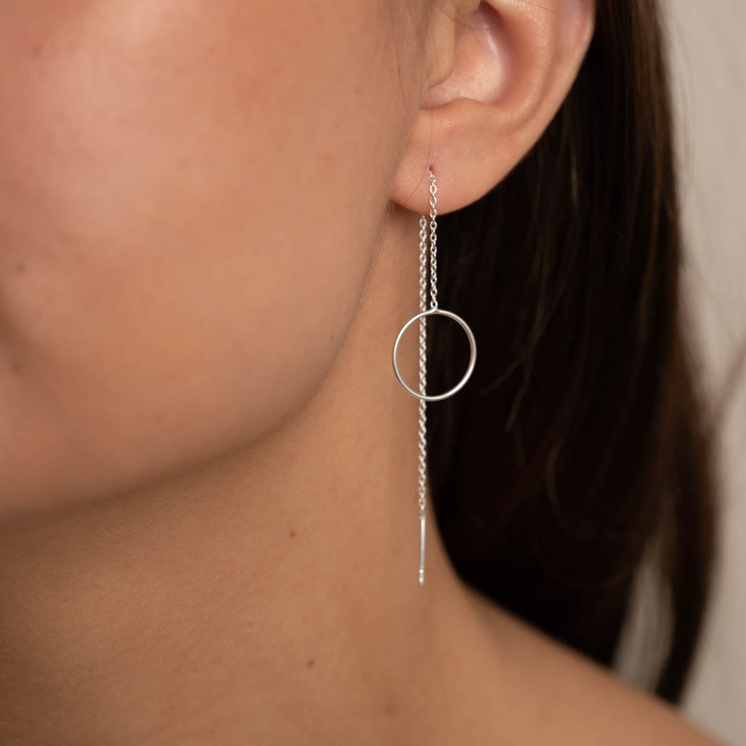 Pendientes de círculo de hilo - Pendientes largos y colgantes