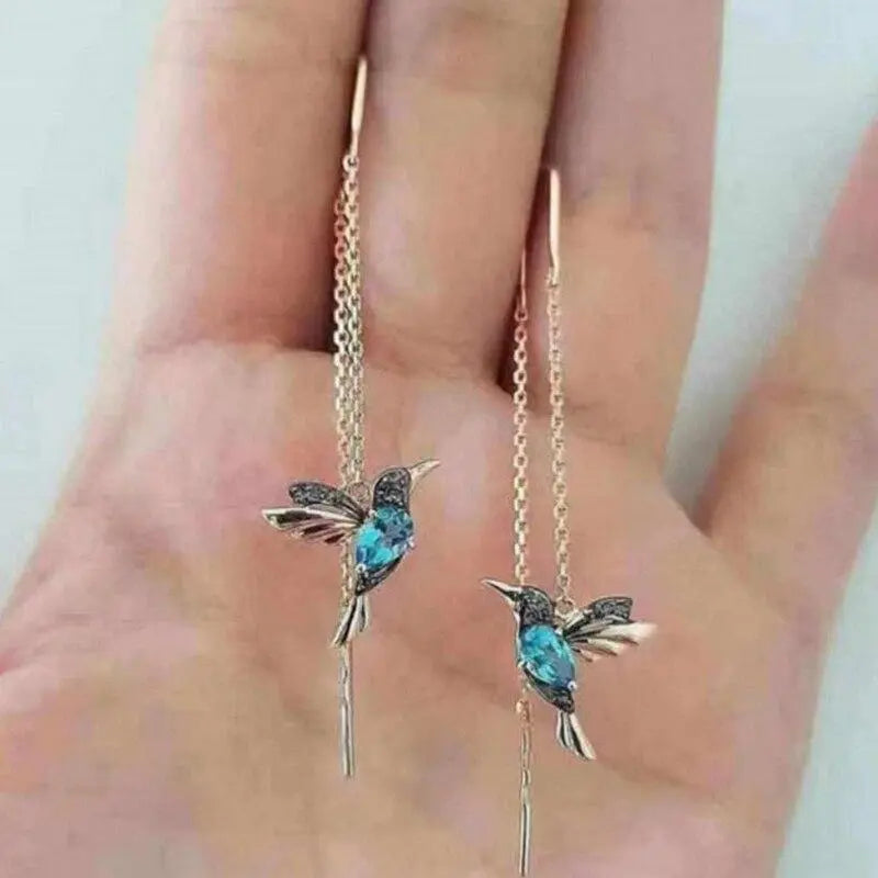 Ismeria – Pendientes de colibrí con esmalte y circonita