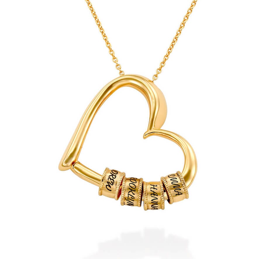 Maya – Collar Corazón con Anillos Grabados