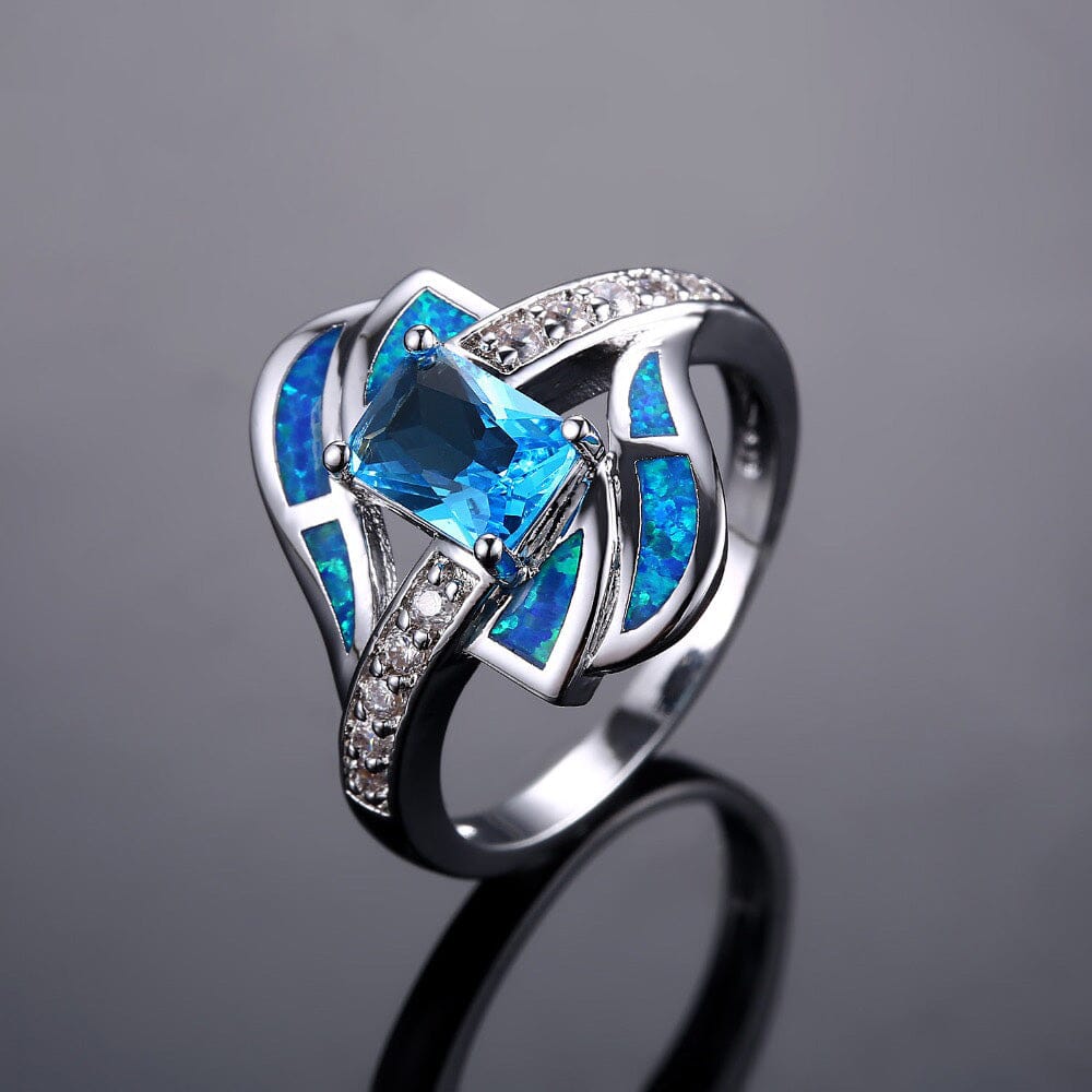 Coralie – Anillo Precioso Zafiro Azul & Ópalo