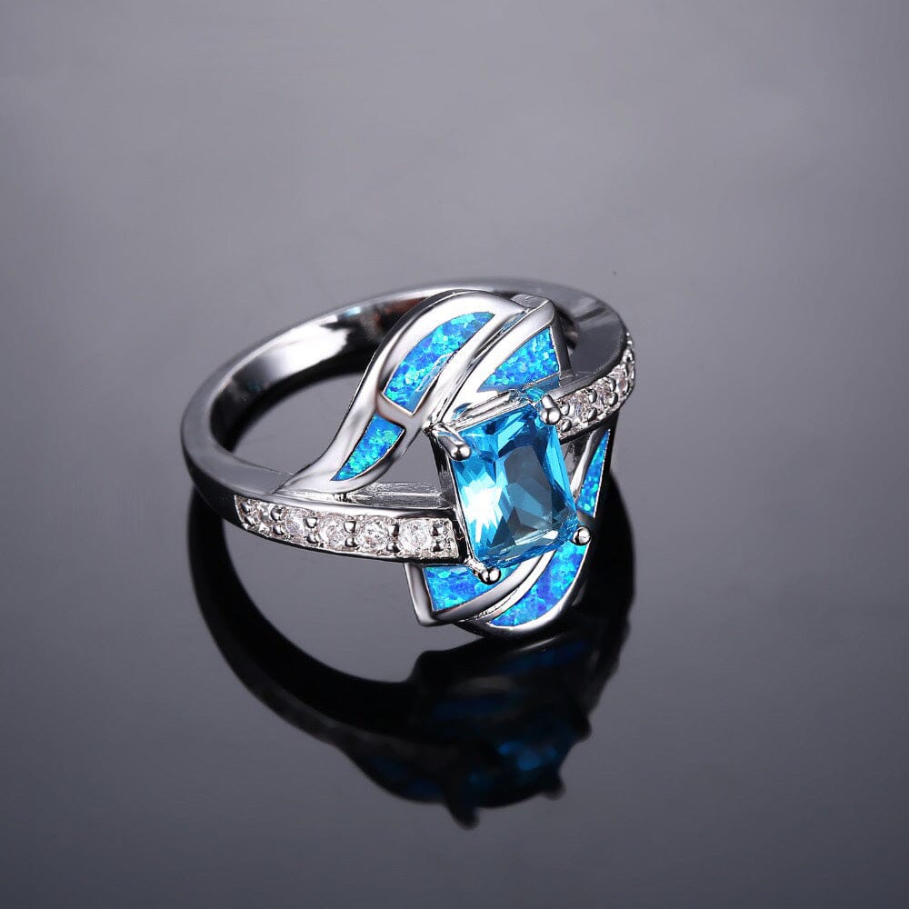 Coralie – Anillo Precioso Zafiro Azul & Ópalo