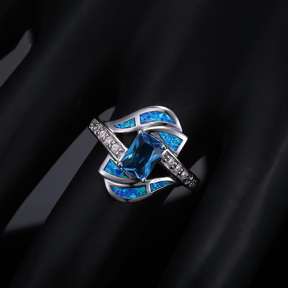 Coralie – Anillo Precioso Zafiro Azul & Ópalo