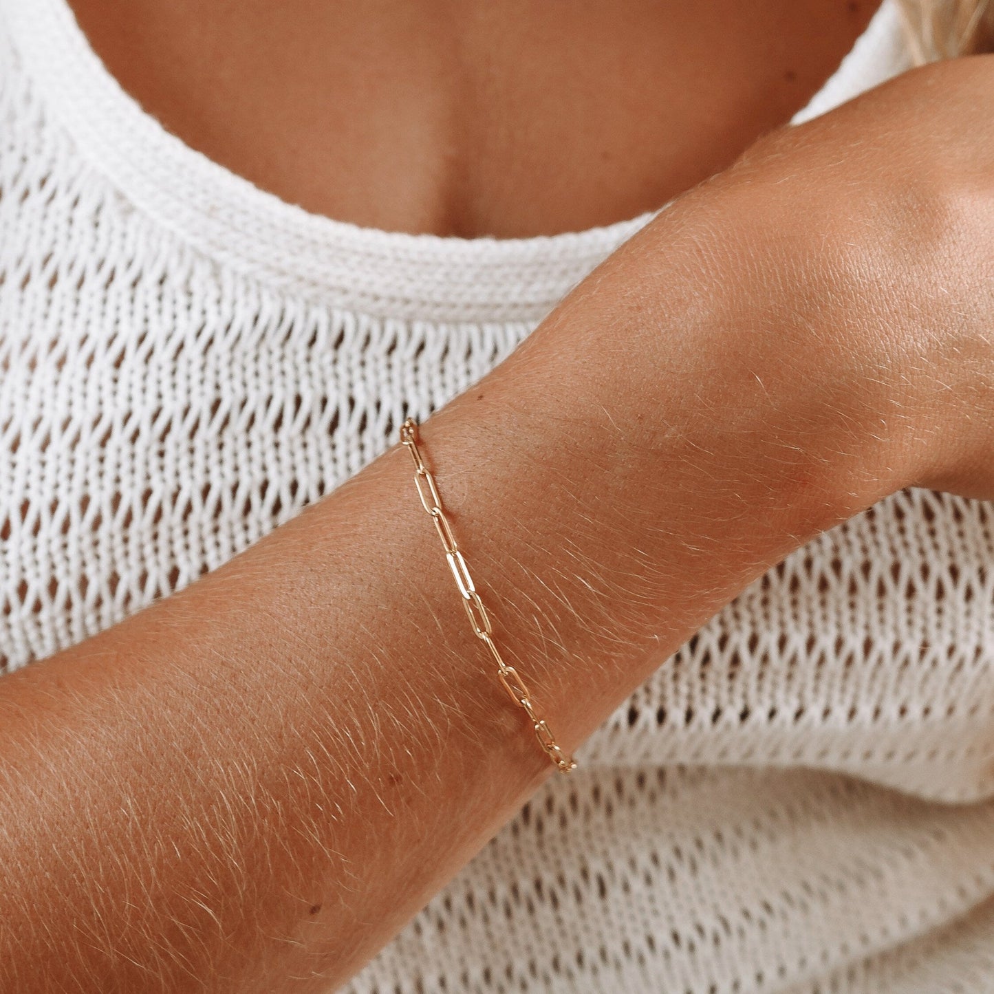 Cozumel – Pulsera Cadena Paperclip Dorada