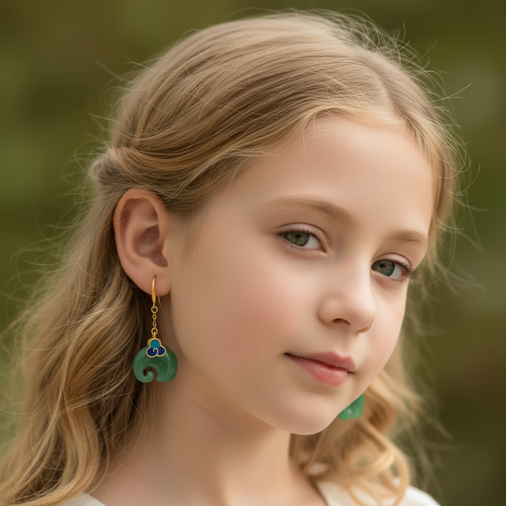 Elly – Pendientes Elegantes Elemento Verde Retro