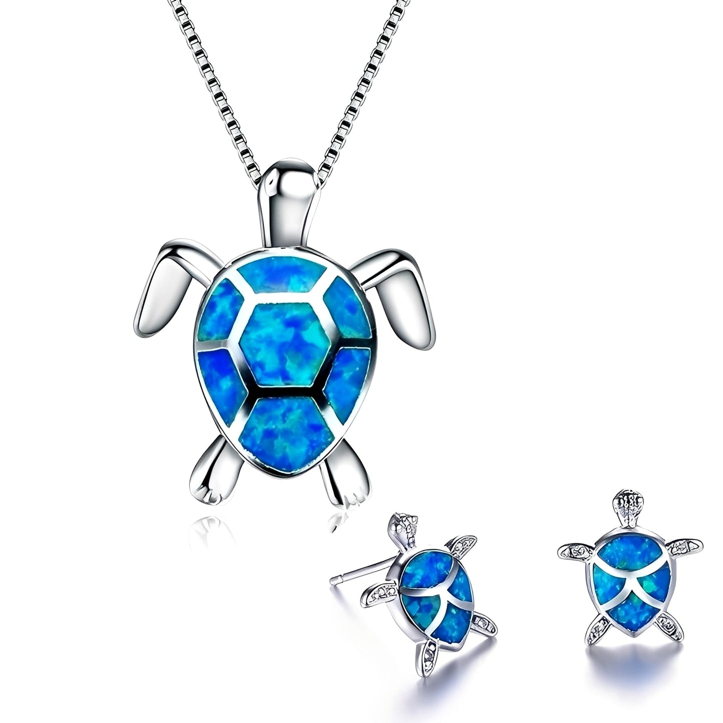 Tricia – Parure Tortuga en Plata & Ópalo