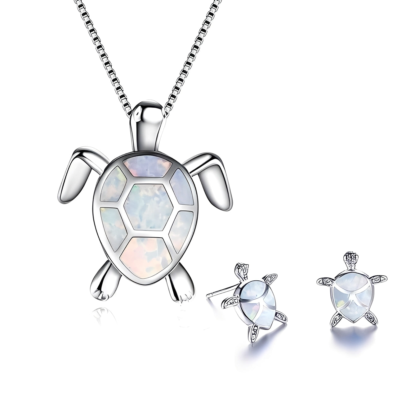 Tricia – Parure Tortuga en Plata & Ópalo