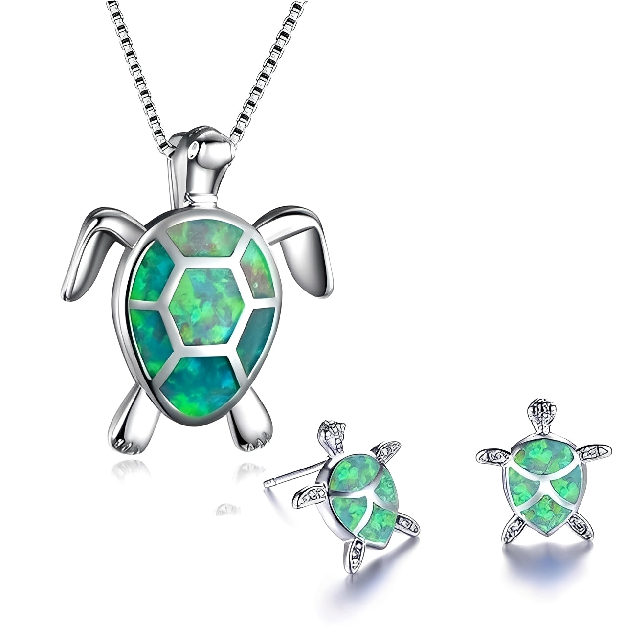 Tricia – Parure Tortuga en Plata & Ópalo