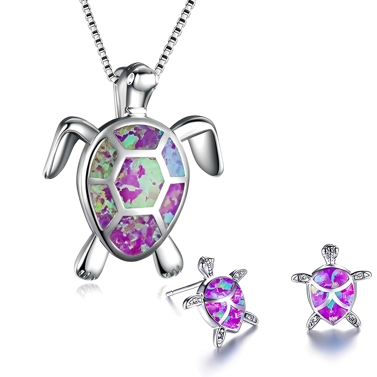 Tricia – Parure Tortuga en Plata & Ópalo