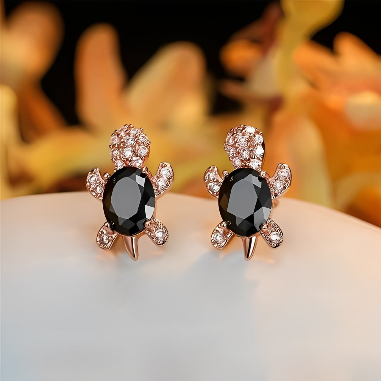 Talia – Pendientes de Tortuga Marina en Plata y Circonita