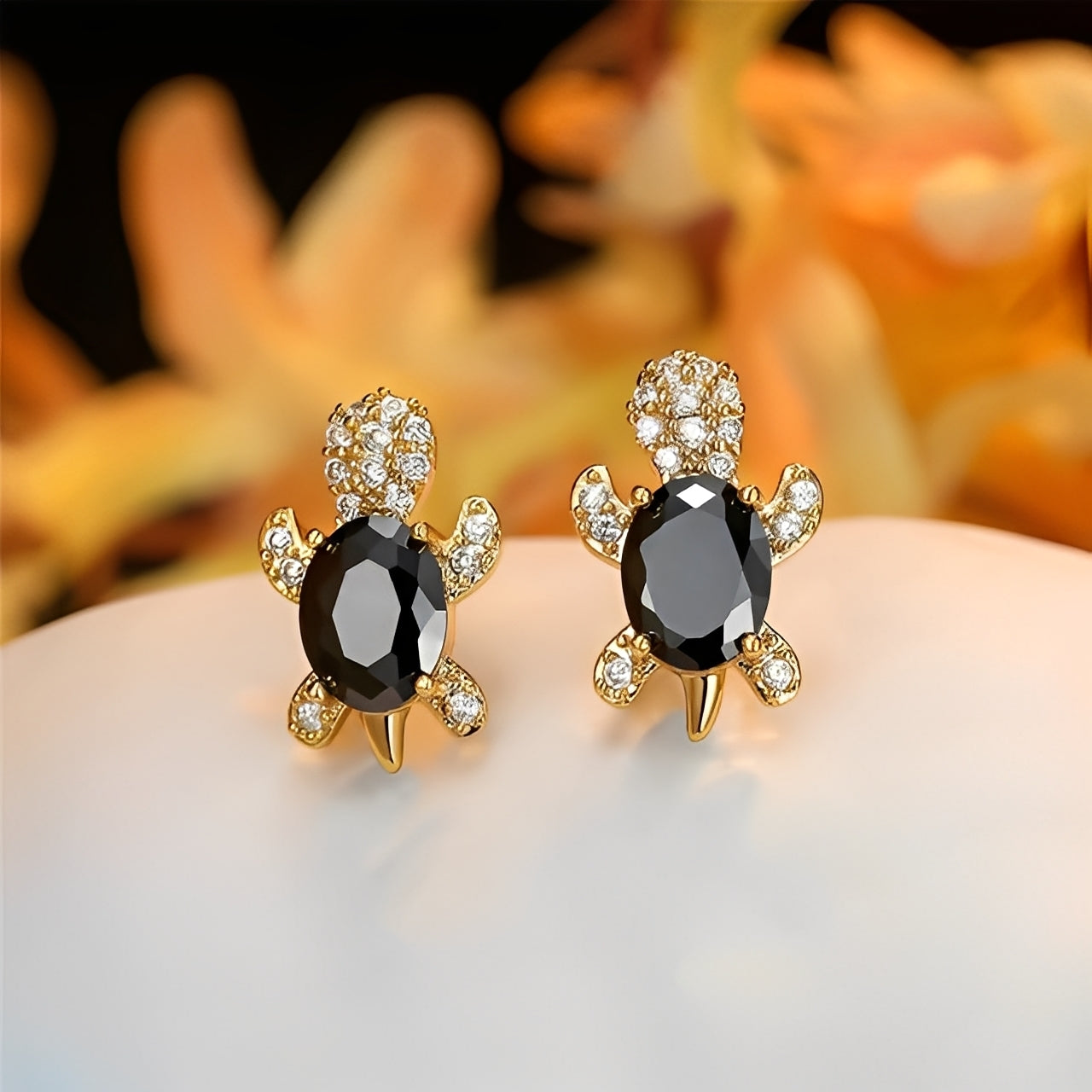 Talia – Pendientes de Tortuga Marina en Plata y Circonita