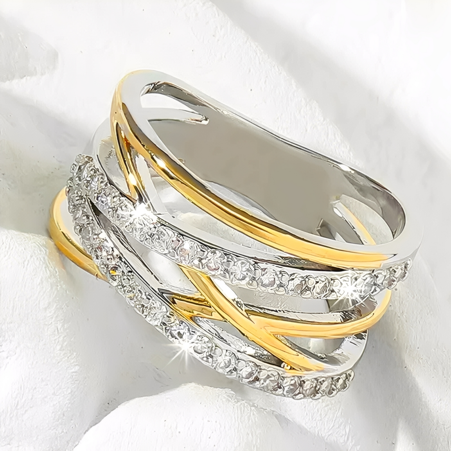 Auriane – Anillo Superpuesto Oro & Plata