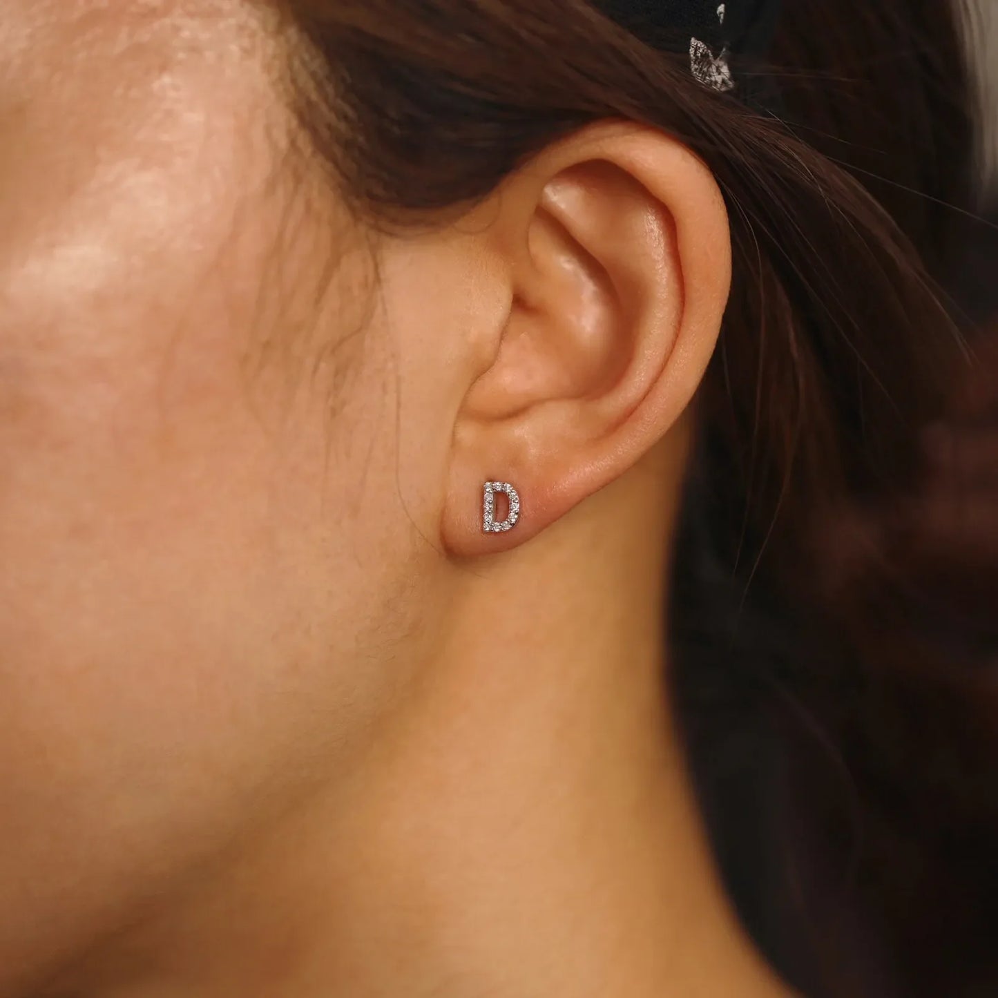 Pendientes de Iniciales de Plata CZ - Pendientes delicados