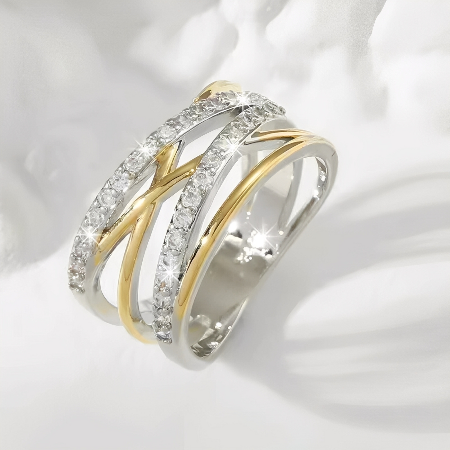 Auriane – Anillo Superpuesto Oro & Plata
