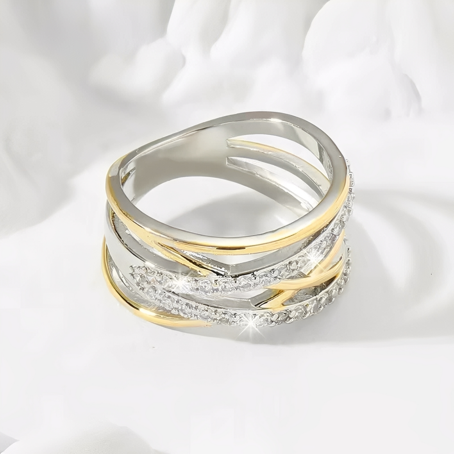 Auriane – Anillo Superpuesto Oro & Plata