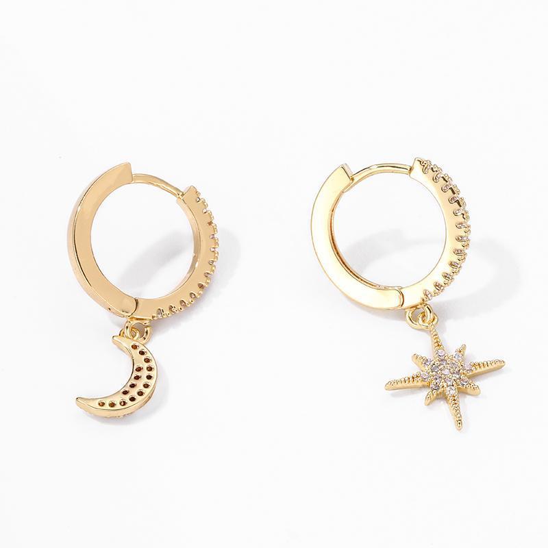 Sumner – Pendientes Dorados con Luna y Estrella