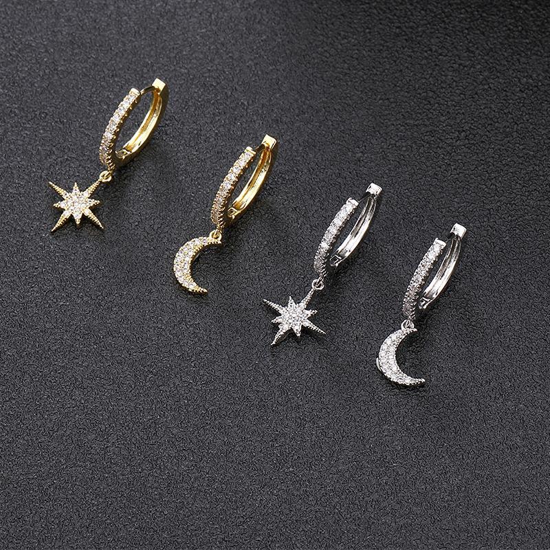Sumner – Pendientes Dorados con Luna y Estrella