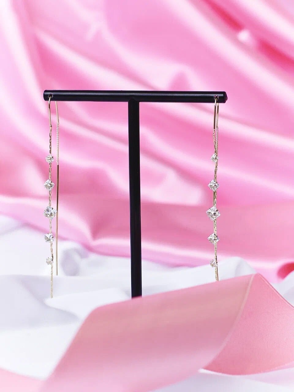 Jandi - Pendientes de Hilo con Gotas de Cristal