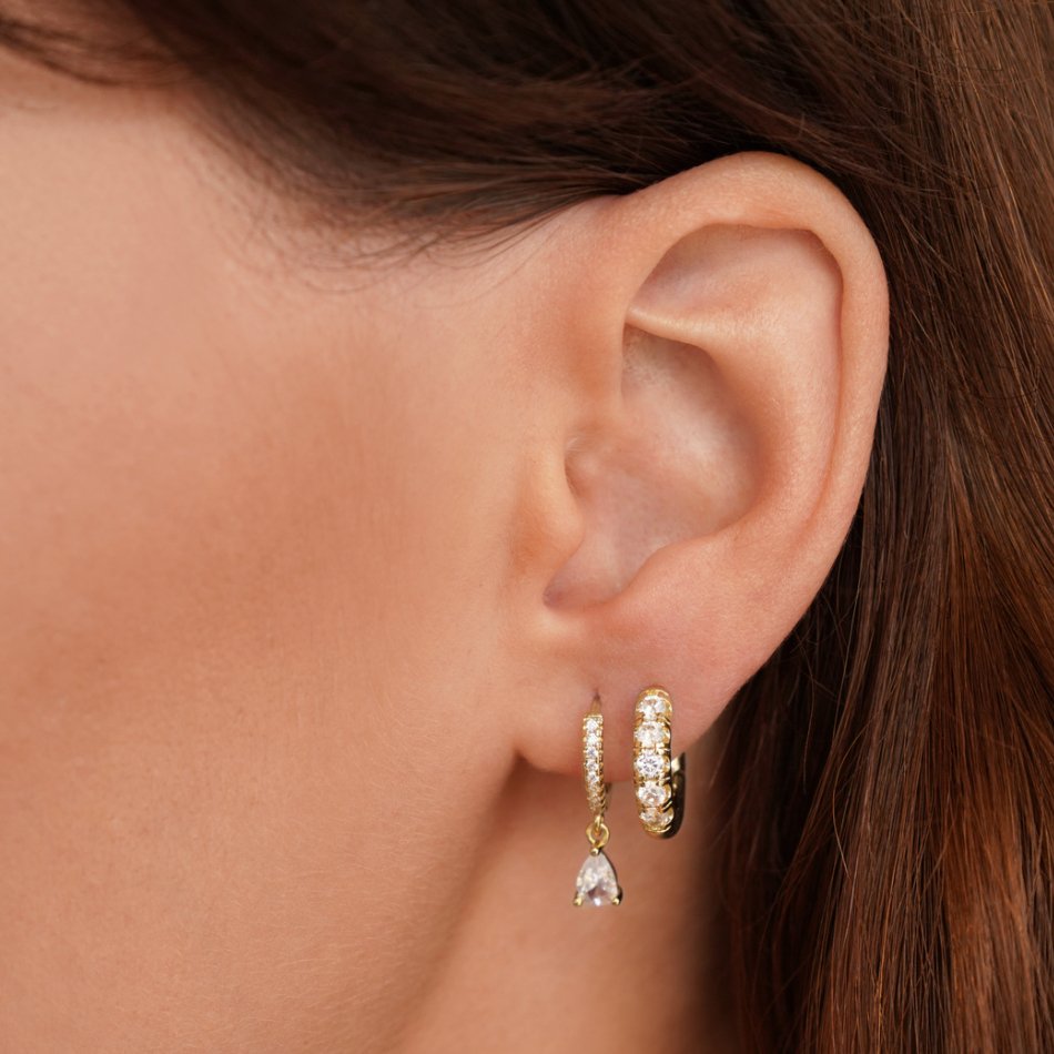 Aros dorados White Ivory CZ