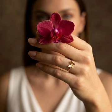 Anillo de Mariposa para Mujeres con Banda Estructurada y Acentos de Bola