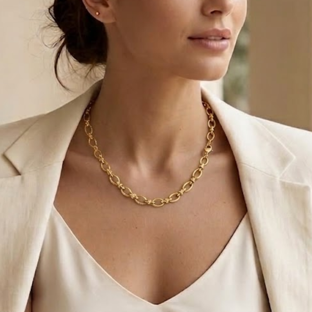 Collar de Cadena para Mujeres con Eslabones Ovales y Cierre Ajustable