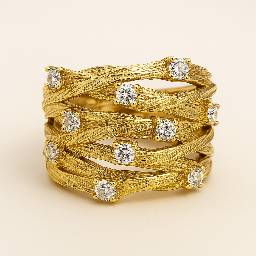 Marisse – Anillo Dorado Estilo Vintage con Brillo Sutil