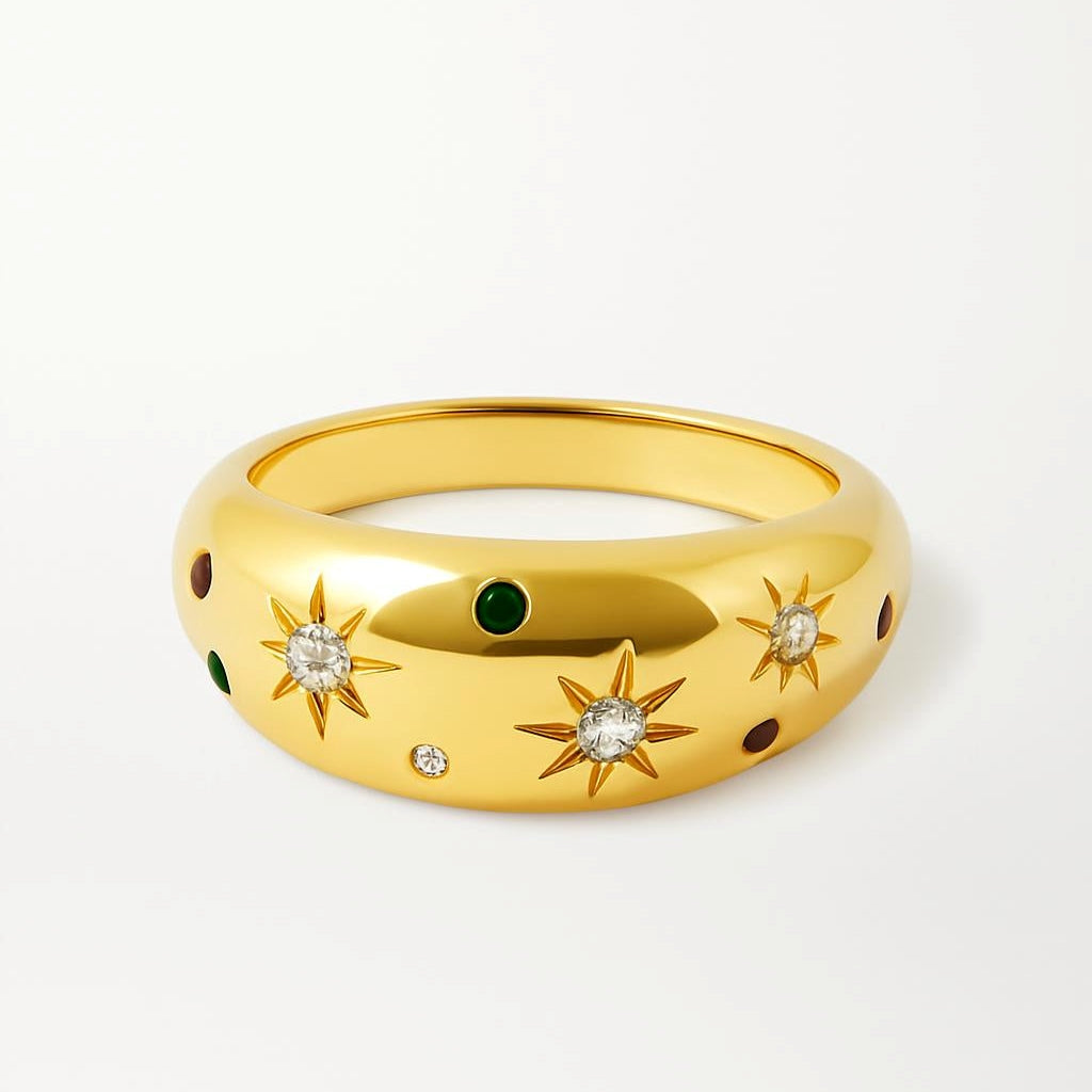 Lanie – Anillo Doble Estrella Centelleante