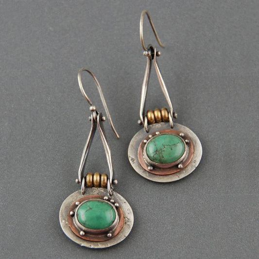 Mariya – Pendientes Colgantes Bicolor con Turquesa